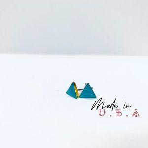 Triangle Gold Base Earring - Teal